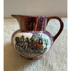 VTG Old Castle England Coaching Mini Pitcher Made in England Purple Spatterware